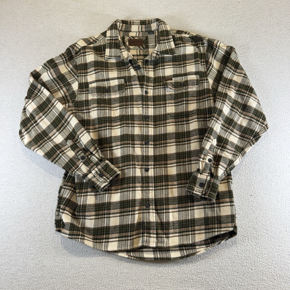 Orvis Shirt Jacket Mens XL Plaid Flannel Heavyweight Double Brushed Shacket